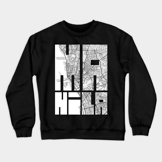 Manila, Philippines City Map Typography - Light Crewneck Sweatshirt by deMAP Studio